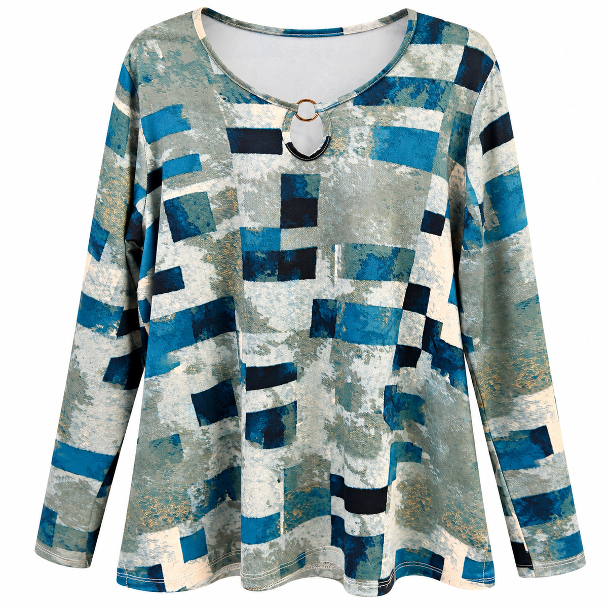 CAMISETA ESTAMPADA GEOMÉTRICA AZUL