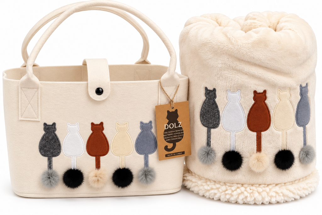 CESTA GATITOS CON MANTA DE SOFÁ
