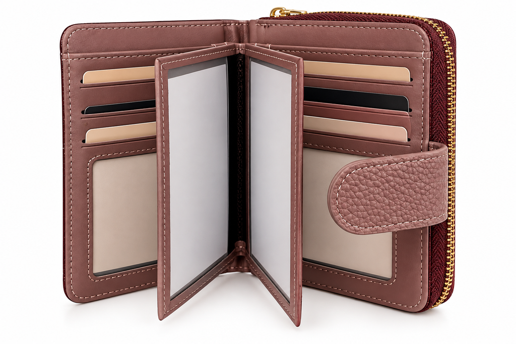 SET CARTERA Y MONEDERO BURDEOS/ROSA