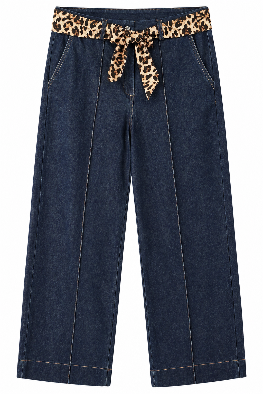 PANTALÓN VAQUERO RECTO CON CINTURÓN ANIMAL PRINT
