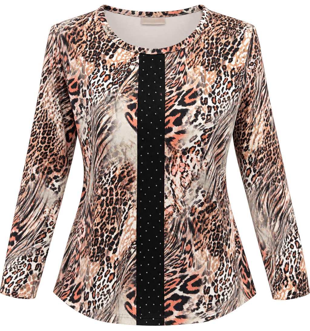 CAMISETA PRINT CON DETALLE NEGRO Y STRASS