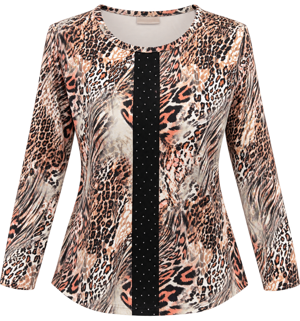 CAMISETA PRINT CON DETALLE NEGRO Y STRASS