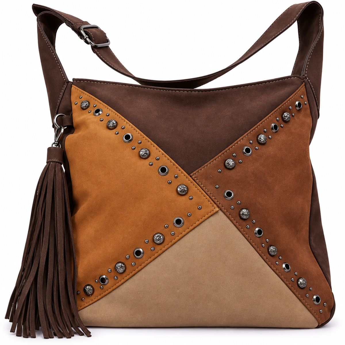 BOLSO CON TACHUELAS Y FLECOS
