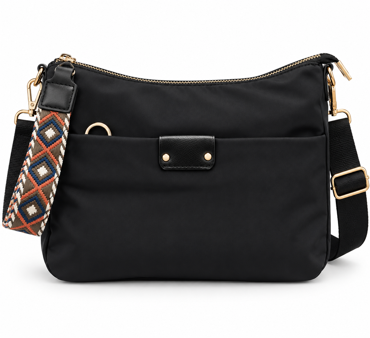 BANDOLERA NEGRA CON BOLSILLO DELANTERO