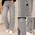 VAQUERO GRIS EFECTO LAVADO CON ESTRELLAS Y TACHUELAS