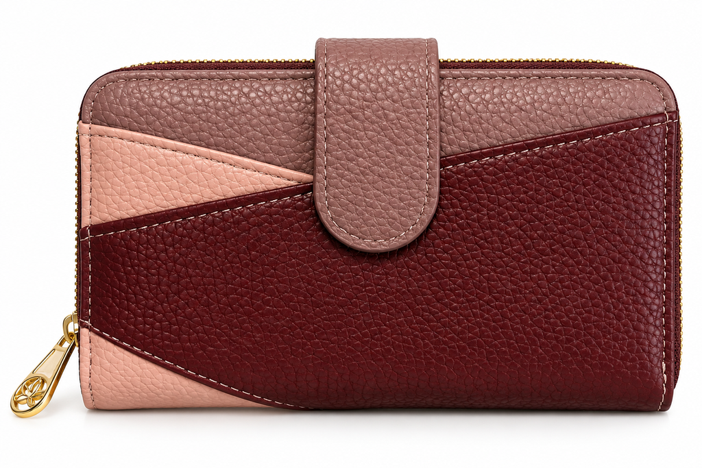 SET CARTERA Y MONEDERO BURDEOS/ROSA