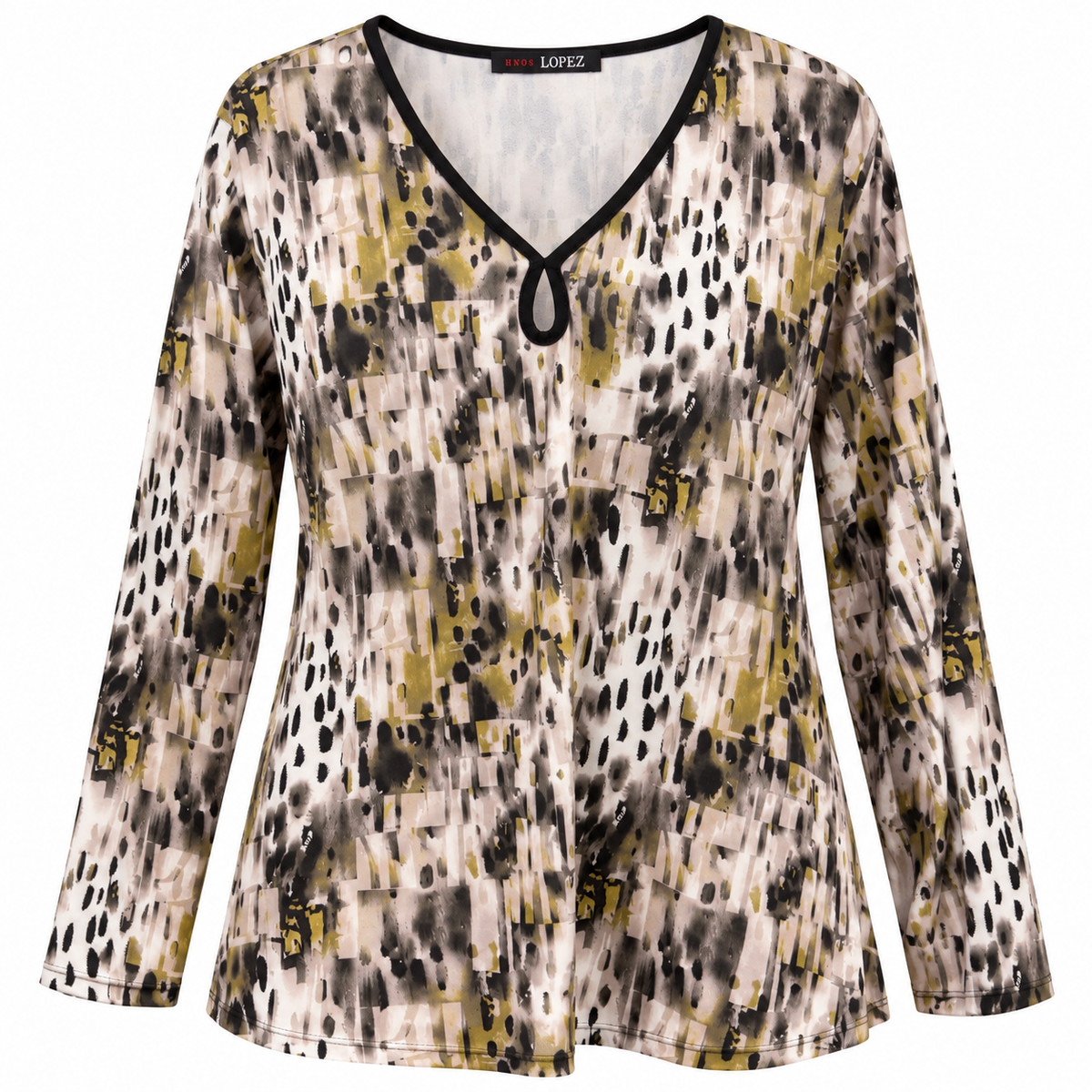 CAMISETA ESTAMPADA CON DETALLE EN V